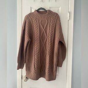brown cableknit sweater dress